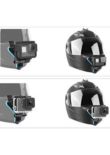 Aksiyon Kamera Kask Alt Çene Bağlantı Aparatı Gopro Eken Sjcam Aee Uyumlu GP523 Mavi
