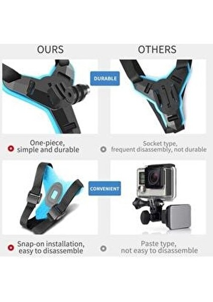 Aksiyon Kamera Kask Alt Çene Bağlantı Aparatı Gopro Eken Sjcam Aee Uyumlu GP523 Mavi indirimleri