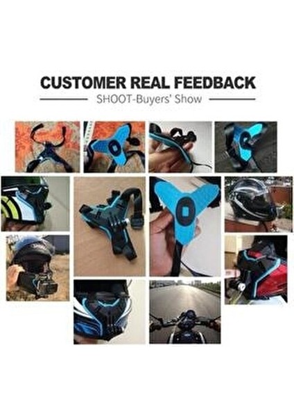 Aksiyon Kamera Kask Alt Çene Bağlantı Aparatı Gopro Eken Sjcam Aee Uyumlu GP523 Mavi