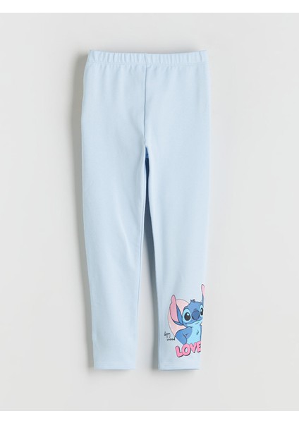 Yeni Sezon Beli Lastikli Stitch Baskılı Kız Çocuk Tayt