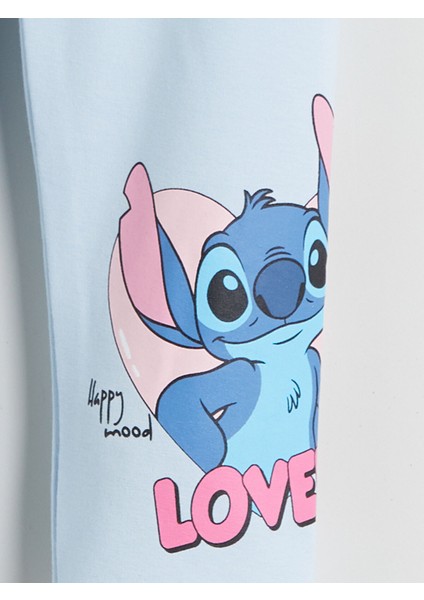 Yeni Sezon Beli Lastikli Stitch Baskılı Kız Çocuk Tayt modelleri