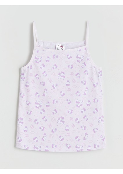 Yeni Sezon Kare Yaka Hello Kitty Baskılı Kız Çocuk Atlet 2'li modelleri