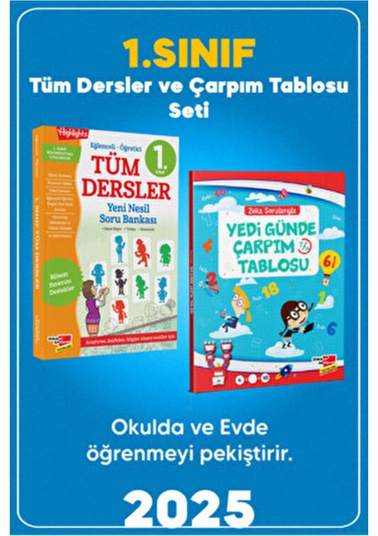 1. Sınıf Tüm Dersler Soru Bankası ve Yedi Günde Çarpım Tablosu Kitabı 2 Kitap