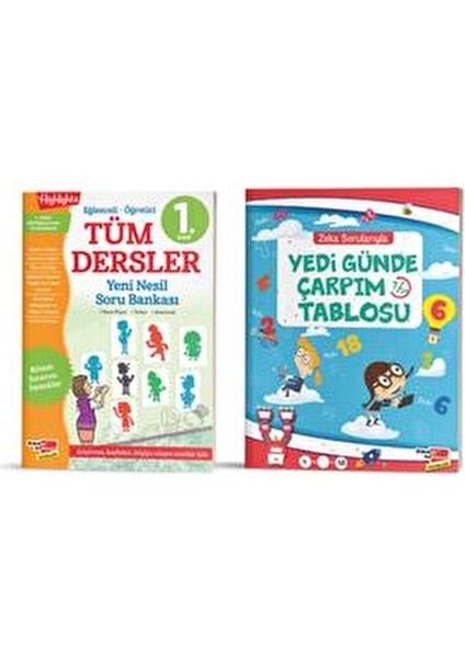 1. Sınıf Tüm Dersler Soru Bankası ve Yedi Günde Çarpım Tablosu Kitabı 2 Kitap