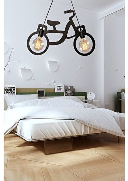Ahşap Wooden Siyah Bisiklet Sarkıt Avize Ahşap Lüks Rustik Modern Dekoratif Lamba Çocuk Odası Avize fiyatları