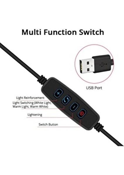 Masaüstü Ürün Çekim Standı Video ve Fotoğraf Çekimi 10" Ring Light Tripod Selfie Işığı Çekim Işığı