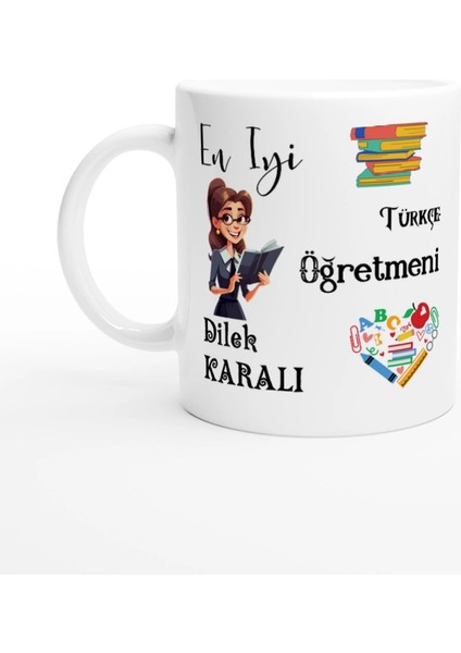Türkçe Öğretmeni Hediyesi – Kişiye Özel Porselen Kupa Bardak, Çift Taraf Baskılı, 300 Ml, Kutulu fiyatları