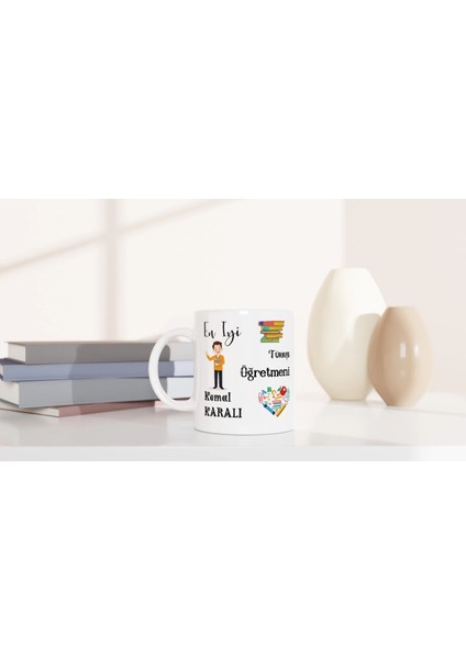 Türkçe Öğretmeni Hediyesi – Kişiye Özel Porselen Kupa Bardak, Çift Taraf Baskılı, 300 Ml, Kutulu modelleri