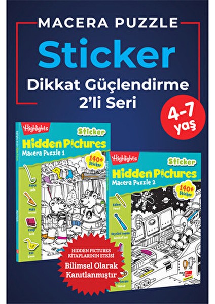 Dikkat Güçlendirme Sticker Hidden Pictures - Macera Puzzle 2'li Seri
