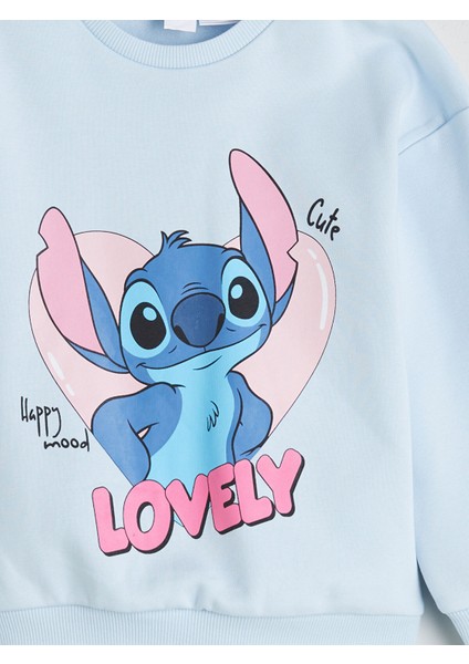 Yeni Sezon Bisiklet Yaka Lilo ve Stitch Baskılı Kız Çocuk Sweatshirt modelleri