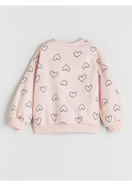 Yeni Sezon Bisiklet Yaka Kalp Baskılı Kız Çocuk Sweatshirt fiyatları