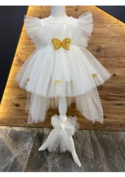 Kız Bebek Melek Kanatlı Beyaz Elbise 6 Aylık