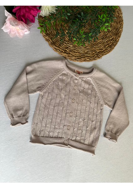 Kız Bebek/çocuk Ajur Hırka - Pudra