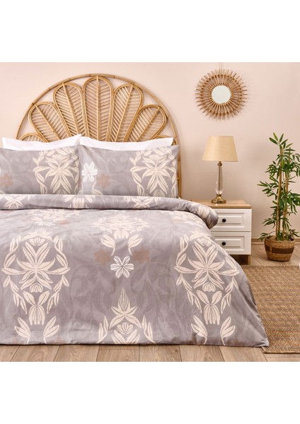 Soft Tawi Çift Kişilik Nevresim Takımı - Ekru / Gri