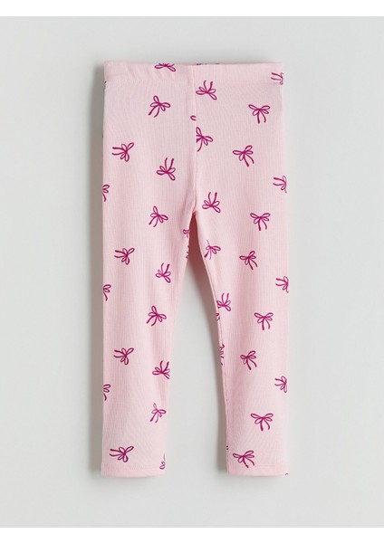 Yeni Sezon Beli Lastikli Fiyonk Desenli Kız Çocuk Tayt