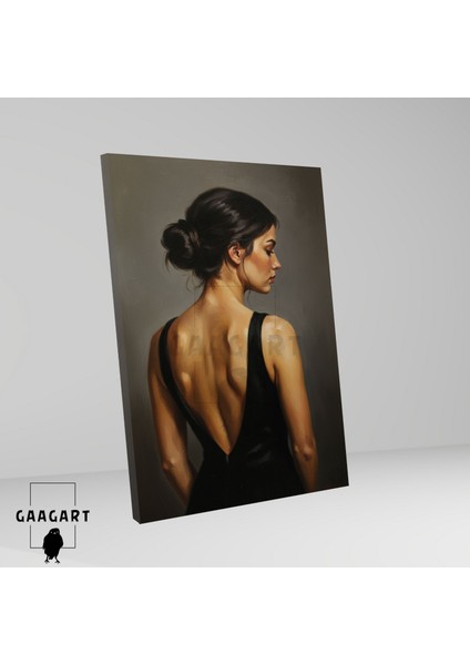 Tekli Dikey Kanvas Tablo Sırt Dekolteli Yağlı Boya Görünümlü Kadın fiyatları
