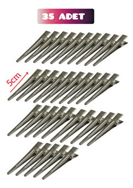 35 Adet Saç Pensi- Kuaför Saç Pensi - Fön Pensi - Alüminyum Pens