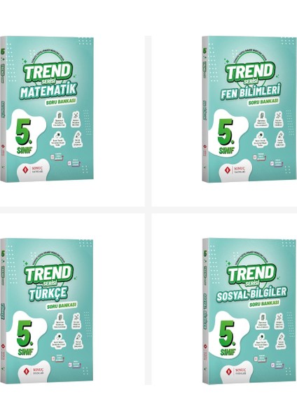 Sonuç 5.sınıf Tüm Dersler Trend Serisi Soru Bankası Seti 4 Kitap