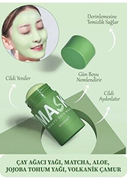 Yeşil Çay Özlü Siyah Nokta ve Sivilce Maskesi & Green Tea Mask Stick Premium Green-Tea-Mask