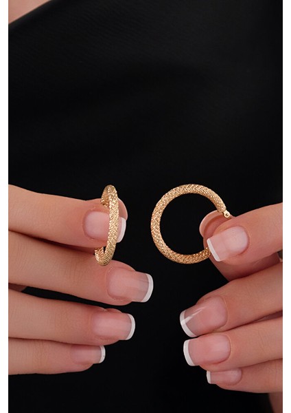 14 Ayar Altın L Boy Hasır Halka Küpe modelleri