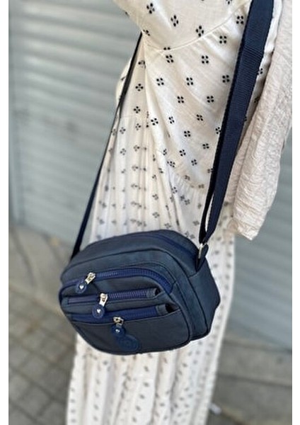 Kadın Krinkıl Çapraz Askılı Omuz Çantası Lacivert Düz Desenli fiyatları