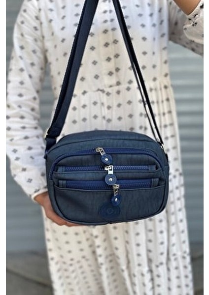Kadın Krinkıl Çapraz Askılı Omuz Çantası Lacivert Düz Desenli modelleri