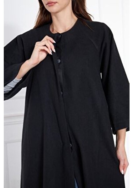 Kadın Trend Oversize Uzun Kol Şık Siyah Kaşe Panço modelleri