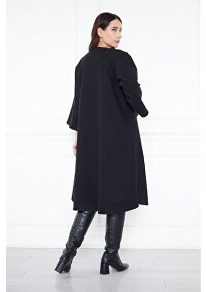 Kadın Trend Oversize Uzun Kol Şık Siyah Kaşe Panço fırsatları