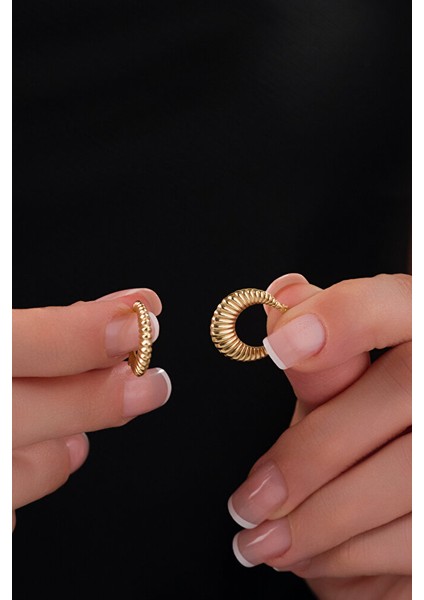 14 Ayar Altın Geniş Midye Halka Küpe modelleri