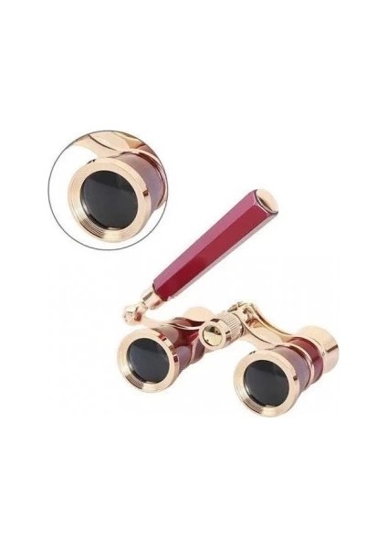 Nefis Işlemeli, Tiyatro / Opera Dürbünü 3X25 Prinç Metal Kaplamalı Retro Kahverengi