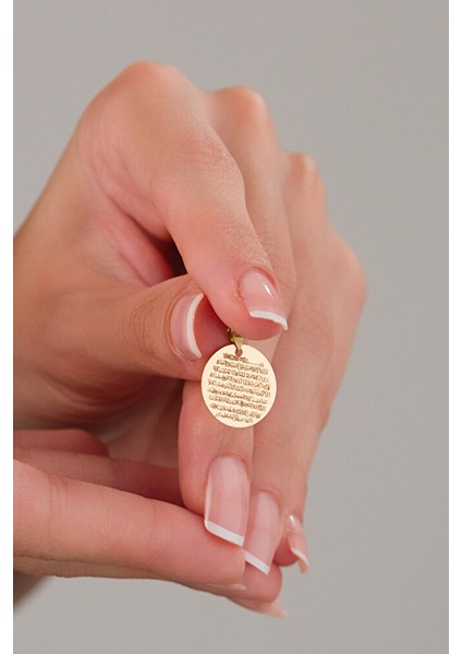 14 Ayar Altın Zarif Ayetel-Kürsi Kolye Ucu