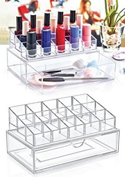 Çekmeceli Manikür Seti Düzenleyici Çekmeceli Makyaj Organizeri Oje Standı Oje Düzenleyici Organizer