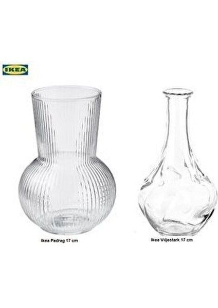 Dekoratif Cam Vazo 2'li 17 cm