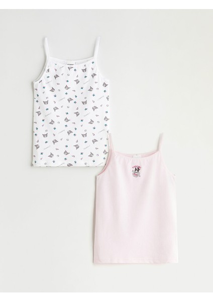 Yeni Sezon Kare Yaka Kuromi Baskılı Kız Çocuk Atlet 2'li