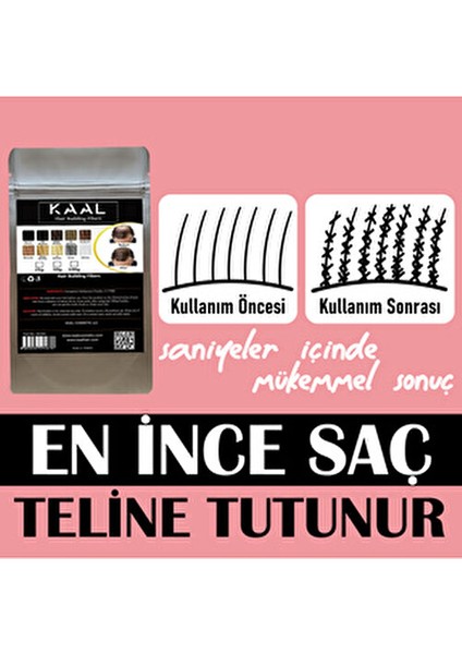 Kaal Toppik 50 gr Koyu Kahve ( Dark Brown ) Amonyaksız Saç Tozu Keratin Dolum Paketi