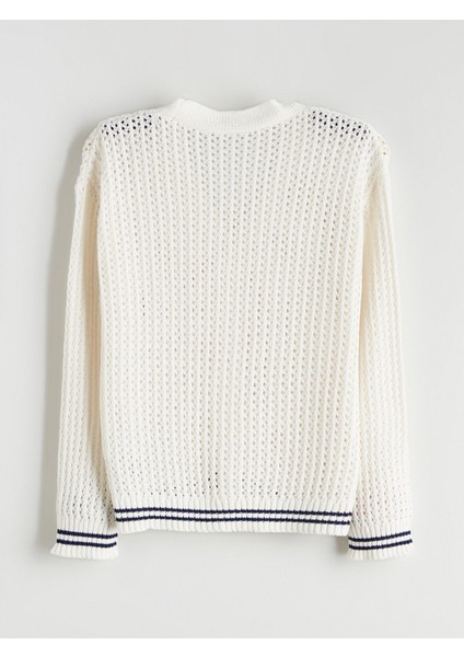 Yeni Sezon V Yaka Ajurlu Kız Çocuk Triko Hırka modelleri