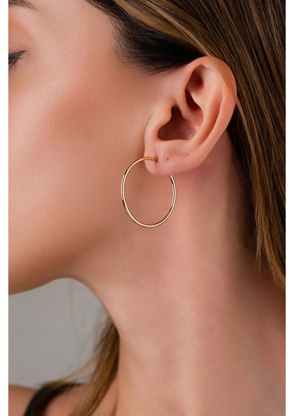 14 Ayar Altın L Boy Zarif Soft Halka Küpe