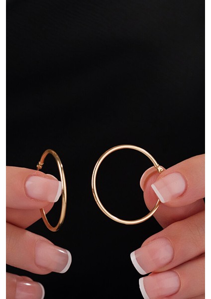 14 Ayar Altın L Boy Zarif Soft Halka Küpe modelleri