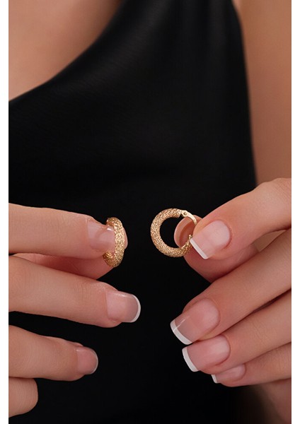 14 Ayar Altın S Boy Hasır Halka Küpe modelleri