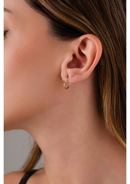 14 Ayar Altın Kalp Halka Küpe