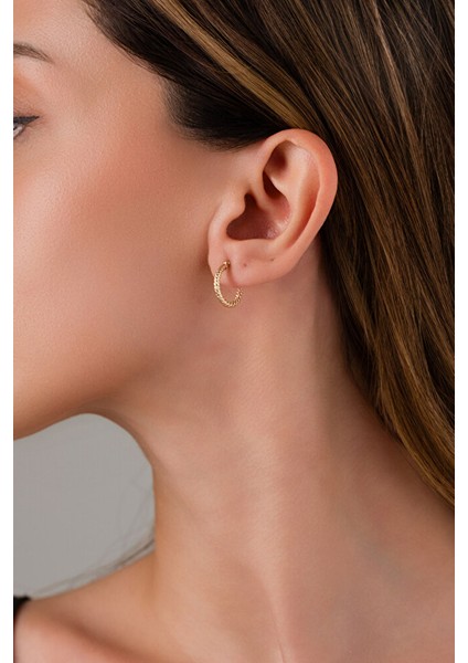 14 Ayar Altın Small Zarif Hasır Halka Küpe