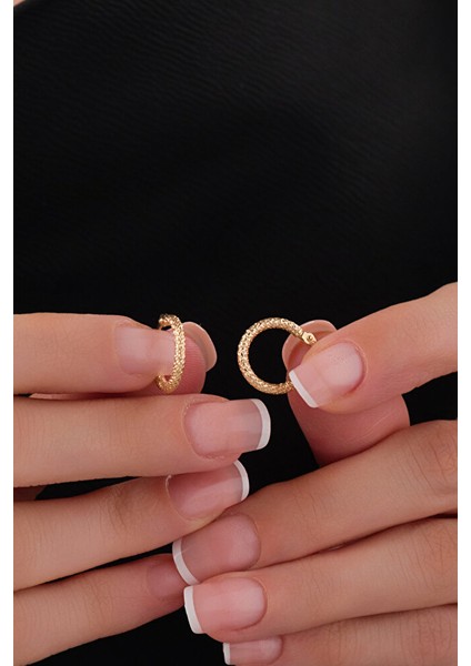 14 Ayar Altın Small Zarif Hasır Halka Küpe modelleri