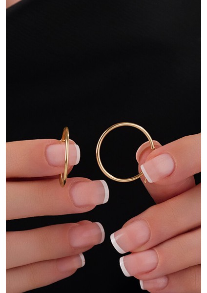 14 Ayar Altın M Boy Zarif Soft Halka Küpe modelleri