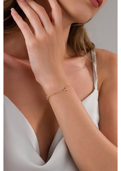 14 Ayar Altın Kırmızı Yonca Bileklik