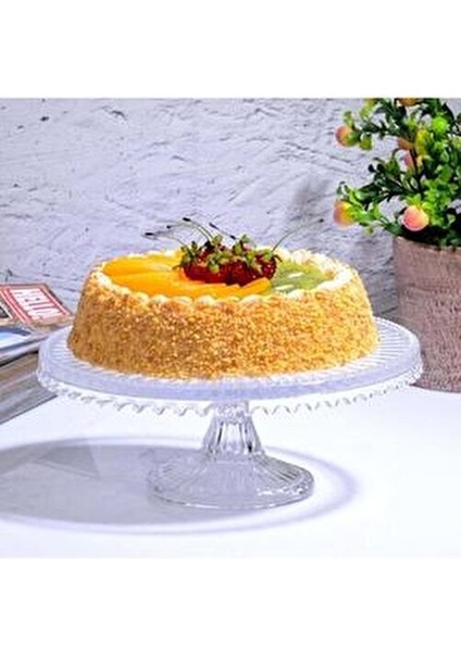 Damla El Yapımı 21 cm Ayaklı Cam Yuvarlak Sunumluk Pasta & Kek Servisi modelleri