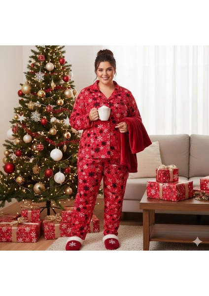 Kadın Süet Büyük Beden Pijama Takımı