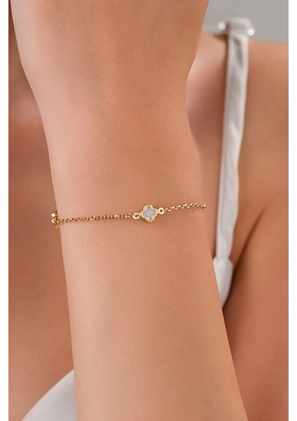 14 Ayar Altın Pembe Yonca Bileklik fiyatları