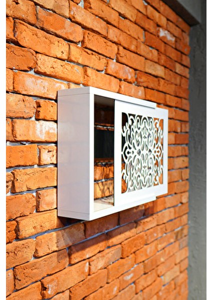 Beyaz Ahşap Modem Saklama Kutusu Sürgülü Model Yana Açılır Motifli 35Y x 35G x 11D fiyatları