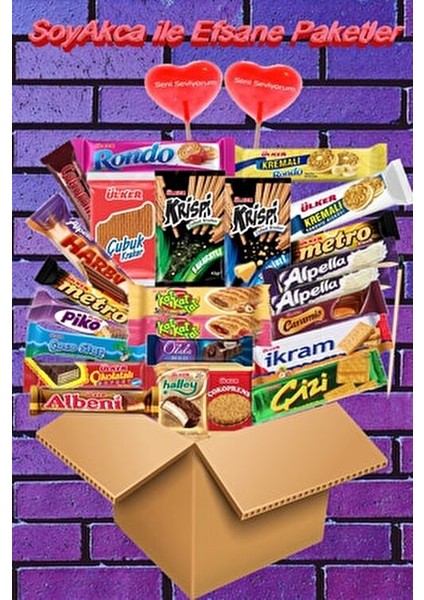 Efsane Bisküvi Çikolata Atıştırmalık Paketi No:27 . Tohumlu Kalem Hediyeli