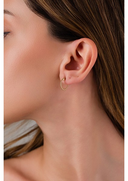 14 Ayar Altın Zarif Topçik Halka Küpe